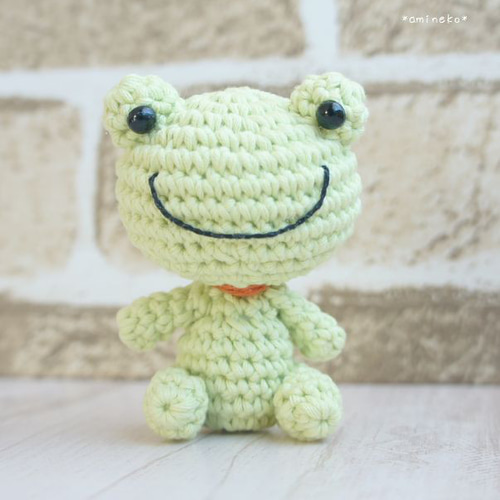 福が返る♡福カエルあみぐるみ（ライム） あみぐるみ カエル置物 蛙