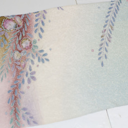 正絹　青磁色辻が花はぎれ　1.1m 和小物、つまみ細工などに 2枚目の画像