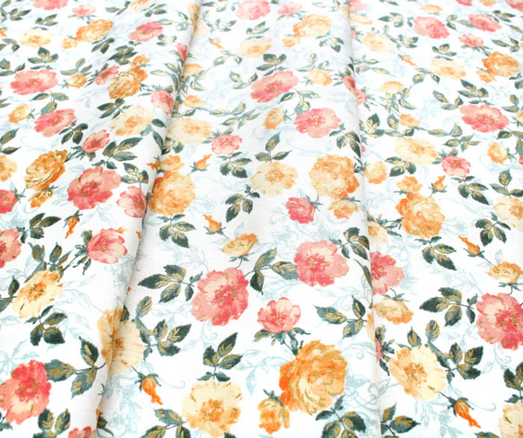 カットクロス RJR Fabrics Summer Rose Marietta Orange Metallic 5枚目の画像