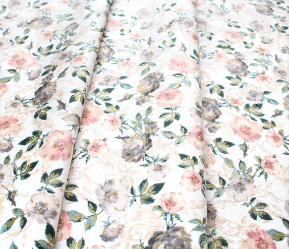 カットクロス RJR Fabrics Summer Rose Marietta Peachy Metallic 5枚目の画像