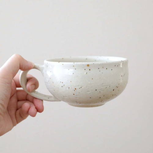 白御影土のほっこりスープカップ 柔らかマット調 マグカップ TSUCHI