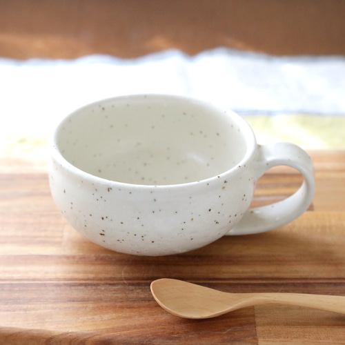 白御影土のほっこりスープカップ 柔らかマット調 マグカップ TSUCHI