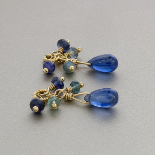 14KGF カイヤナイトチャーム＋フックピアス【ピアス・イヤリング変更