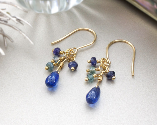 14KGF カイヤナイトチャーム＋フックピアス【ピアス・イヤリング