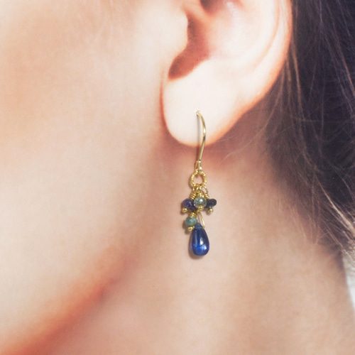 14KGF カイヤナイトチャーム＋フックピアス【ピアス・イヤリング変更