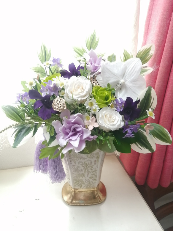 豪華なお供え花B クチナシ 胡蝶蘭 仏花 仏壇 プリザーブド