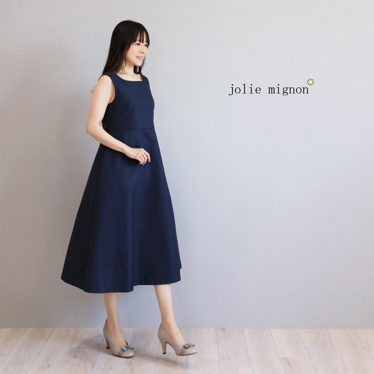 美品】jolie mignon ノースリーブ膝丈ワンピース