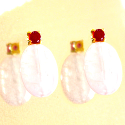 - rose - Ruby & Rose Quartz Earrings/Pierce/Ear-cuff 2枚目の画像