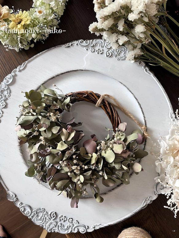 wreath 「かすみ月№1」 リース かすみ草 カスミソウ 三日月リース