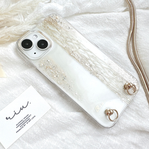 アルコールインクアート　スマホケース♡ ハート型ストラップ付き 97124217599649a3532aed1a10ca11