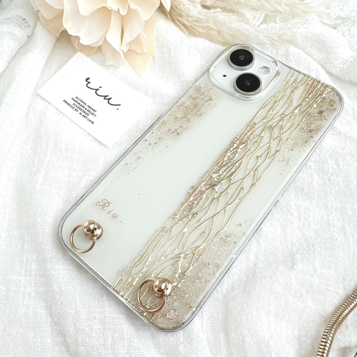 キラキラ ニュアンスiPhoneケース スマホケース ゴールド