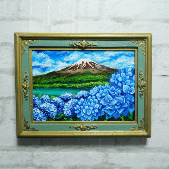 油絵 油彩 油彩画 絵画 絵【紫陽花と富士山】 油絵 油彩 油彩画 絵 絵画【富士山と紫陽花】 絵画 HR 通販