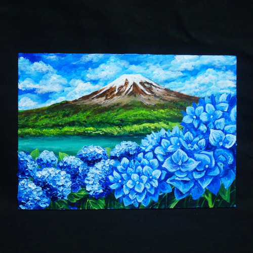 最も 割引 油彩 油絵 油彩画 通販 HR 絵画 絵画【富士山と紫陽花】 絵 絵画