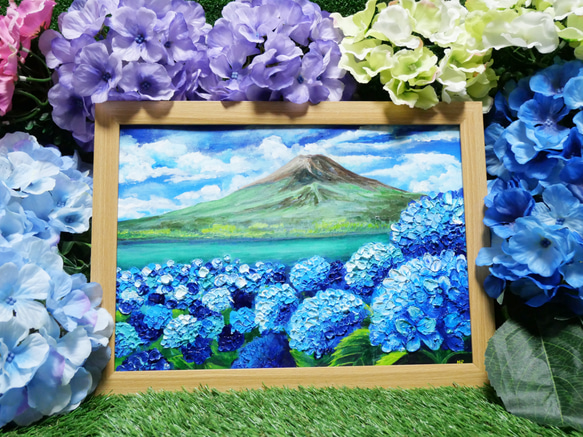 油絵 絵画 【富士山と紫陽花】 絵画 HR 通販 16003336|Creema 油絵 絵画 【富士山と紫陽花】 絵画 HR 通販 16003336|Creema