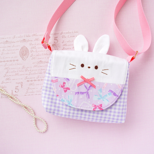 ラスト1】うさぎショルダーバッグ（パープル）♡お出かけポシェット