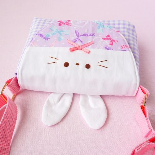 うさぎショルダーバッグ（パープル）♡お出かけポシェット