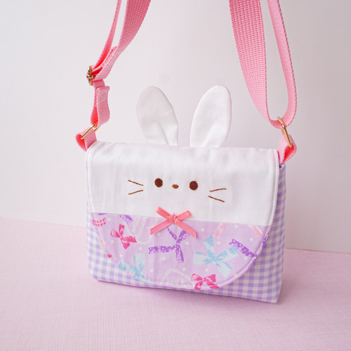 うさぎショルダーバッグ（パープル）♡お出かけポシェット