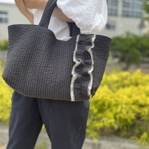 オトナ可愛い♡ヌビキルト フリルバッグ トートバッグ いちはな