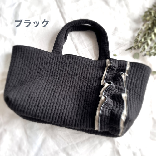 男女兼用 オトナ可愛い♡ヌビキルト いちはな トートバッグ フリルバッグ トートバッグ