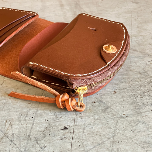 LOEWE 刻印マネークリップ ダークブラウン レザー メタル 茶色