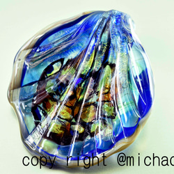 創作トンボ玉　 shell 型　アートガラスのジュエリー　ネックレス(10756-489min）作家物一点物 3枚目の画像