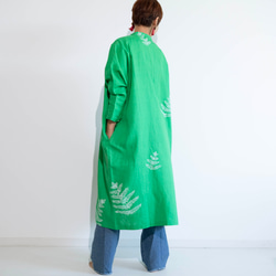 立領襯衫裙/鮮綠手繪蕨 第7張的照片