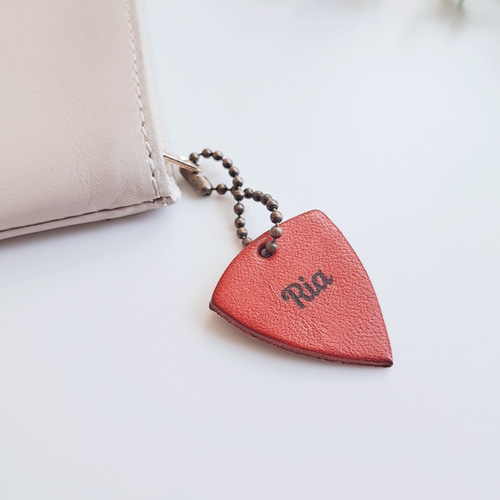 栃木レザー＊レーザー刻印 ピック型キーホルダー 席札 プチギフト 名