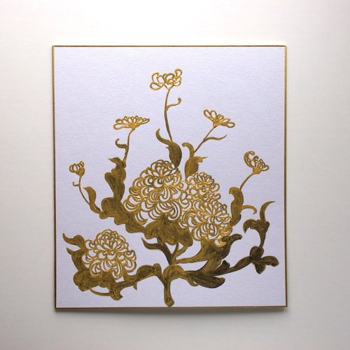 日本画】菊_色紙に描く_2 絵画 Mieko.K Art Goods 通販 16003730