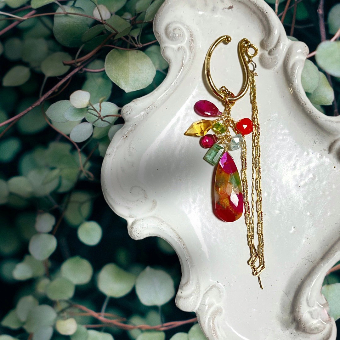 【予約商品 】 天然石 Passion fruit  earcuff  片耳イヤーカフ ブレスレット　彩り2025