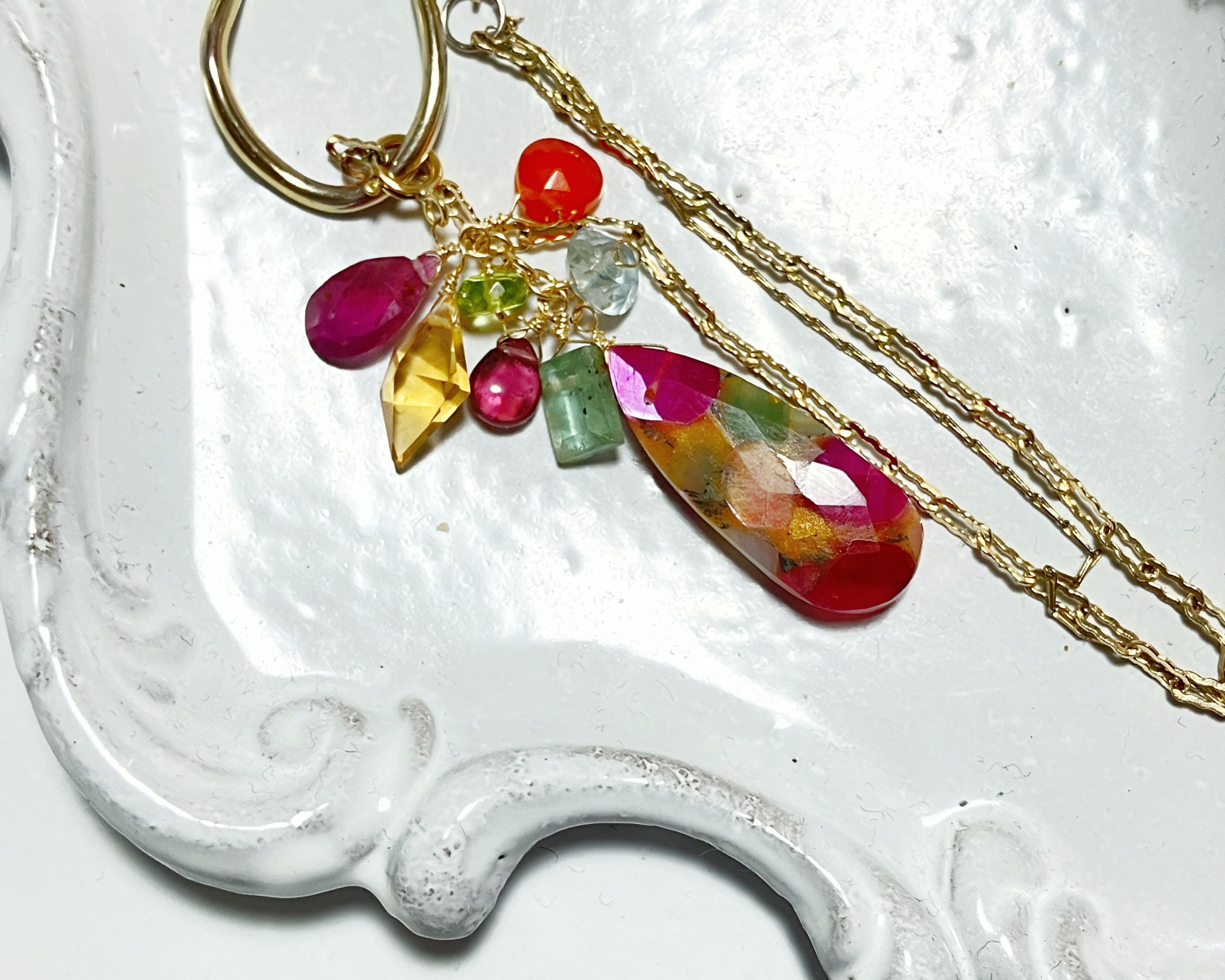 【予約商品 】 天然石 Passion fruit  earcuff  片耳イヤーカフ ブレスレット　彩り2025