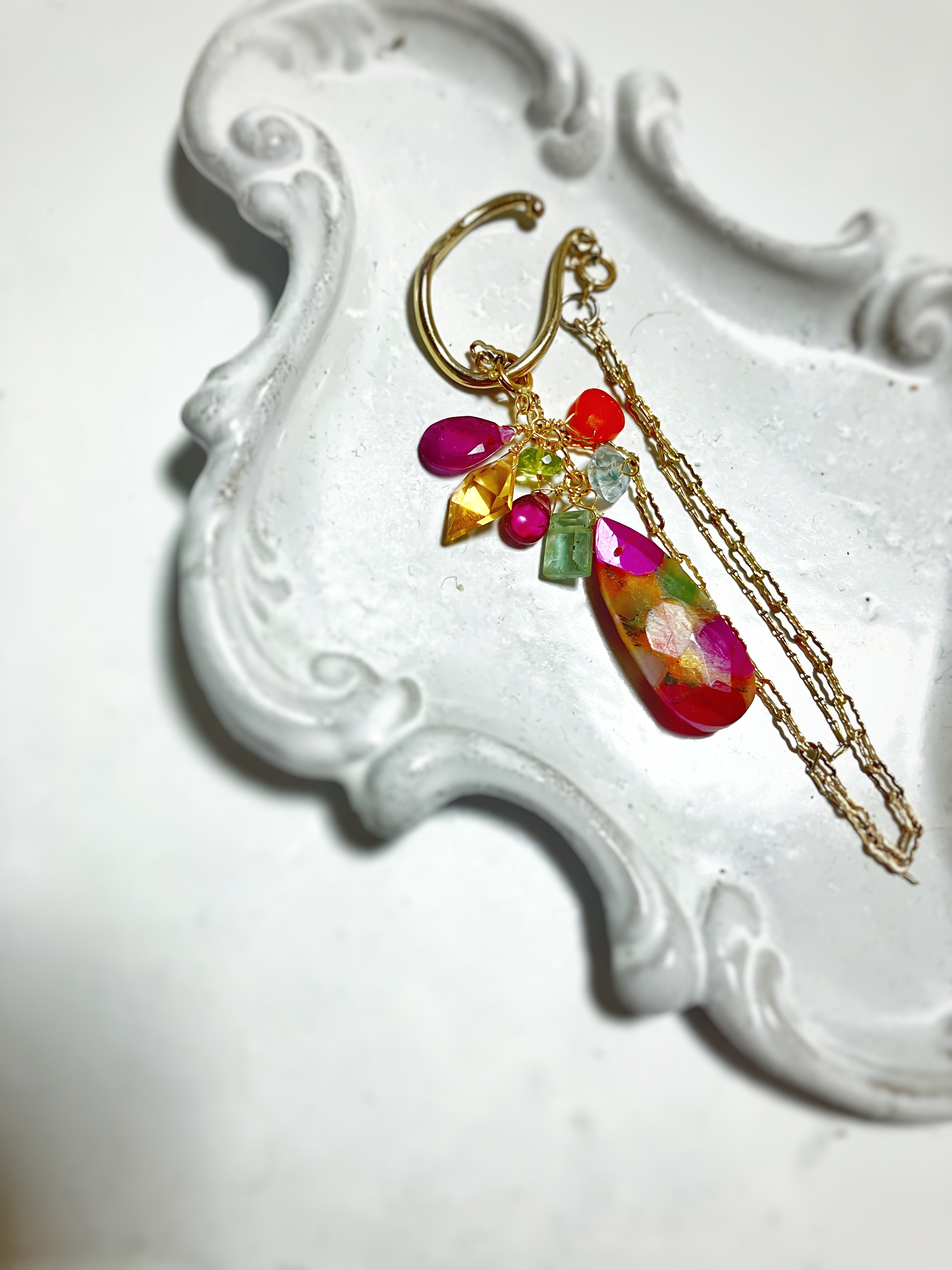 【予約商品 】 天然石 Passion fruit  earcuff  片耳イヤーカフ ブレスレット　彩り2025
