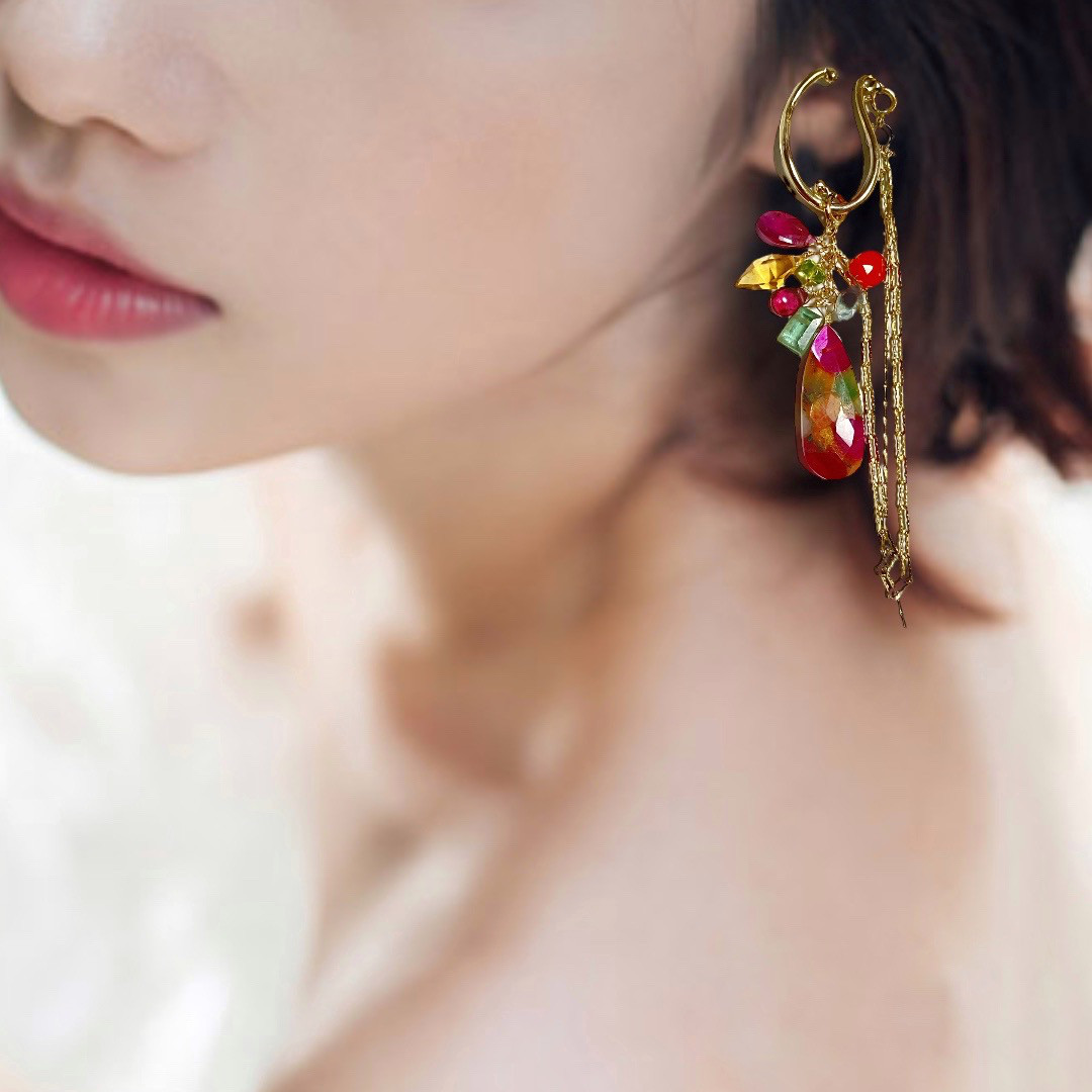 【予約商品 】 天然石 Passion fruit  earcuff  片耳イヤーカフ ブレスレット　彩り2025
