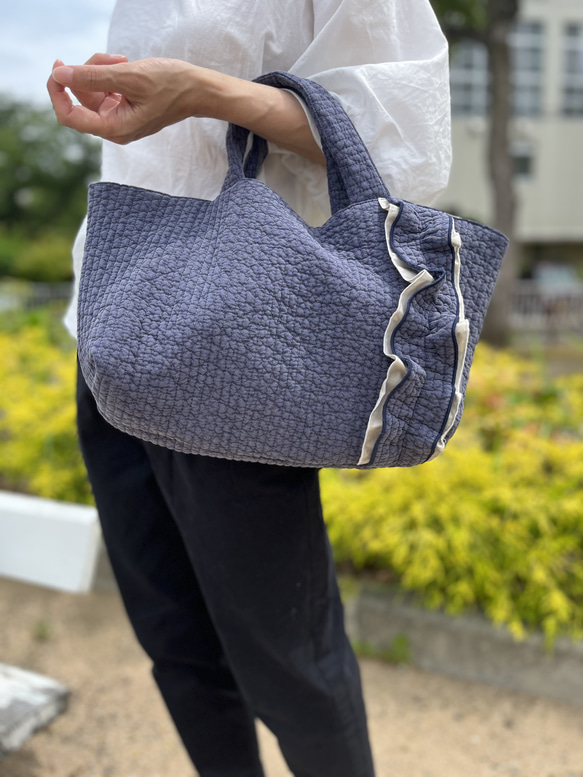 オトナ可愛い♡ヌビキルト フリルバッグ トートバッグ いちはな