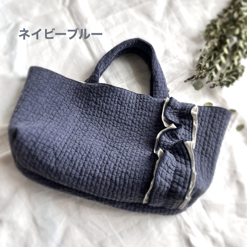 オトナ可愛い♡ヌビキルト フリルバッグ トートバッグ いちはな