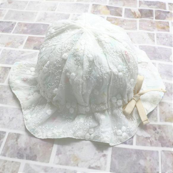 【再販】BABY/KIDS Cotton100% ぷっくり花柄刺繍のチューリップハット(2way) 1枚目の画像