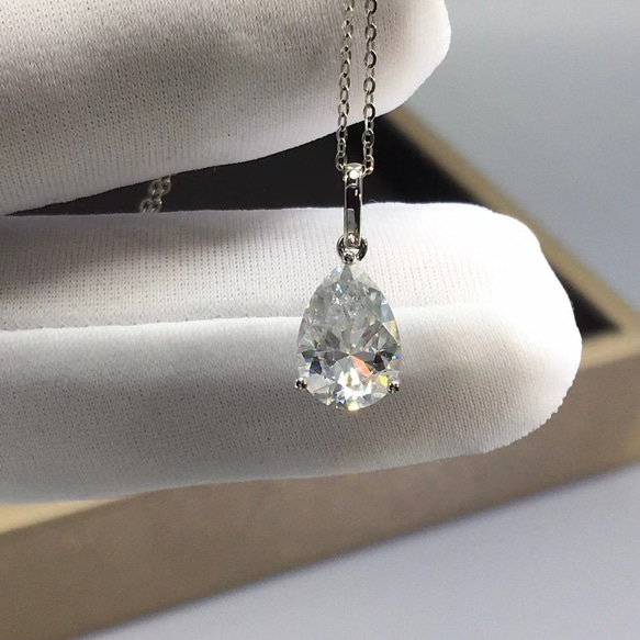 newデザイン】1カラット ペアシェイプ モアサナイト ネックレス  