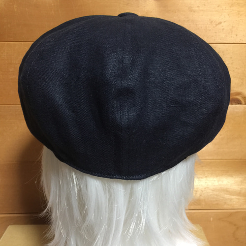 ハンドメイド キャスケット ネイビー リネン サイズオーダー メンズ