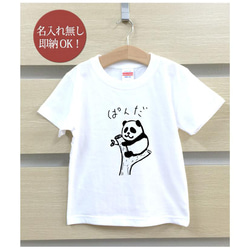 【全国送料無料】挟まれパンダ ぱんだ 動物 ベビー キッズ Tシャツ おもしろTシャツ 綿100% カラー7色 2枚目の画像