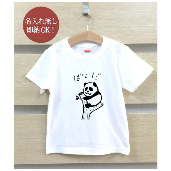 【全国送料無料】挟まれパンダ ぱんだ 動物 ベビー キッズ Tシャツ おもしろTシャツ 綿100% カラー7色 2枚目の画像