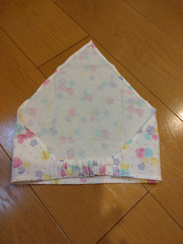 子供用三角巾　ゴム入り　ハート　星柄　 2枚目の画像