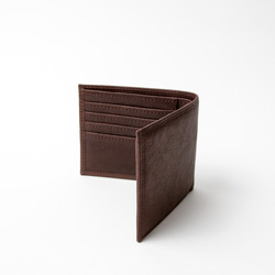 [送料無料]<高級イタリアンラムレザー>薄型シンプルデザインの上質二つ折り財布　ブラウン 4枚目の画像