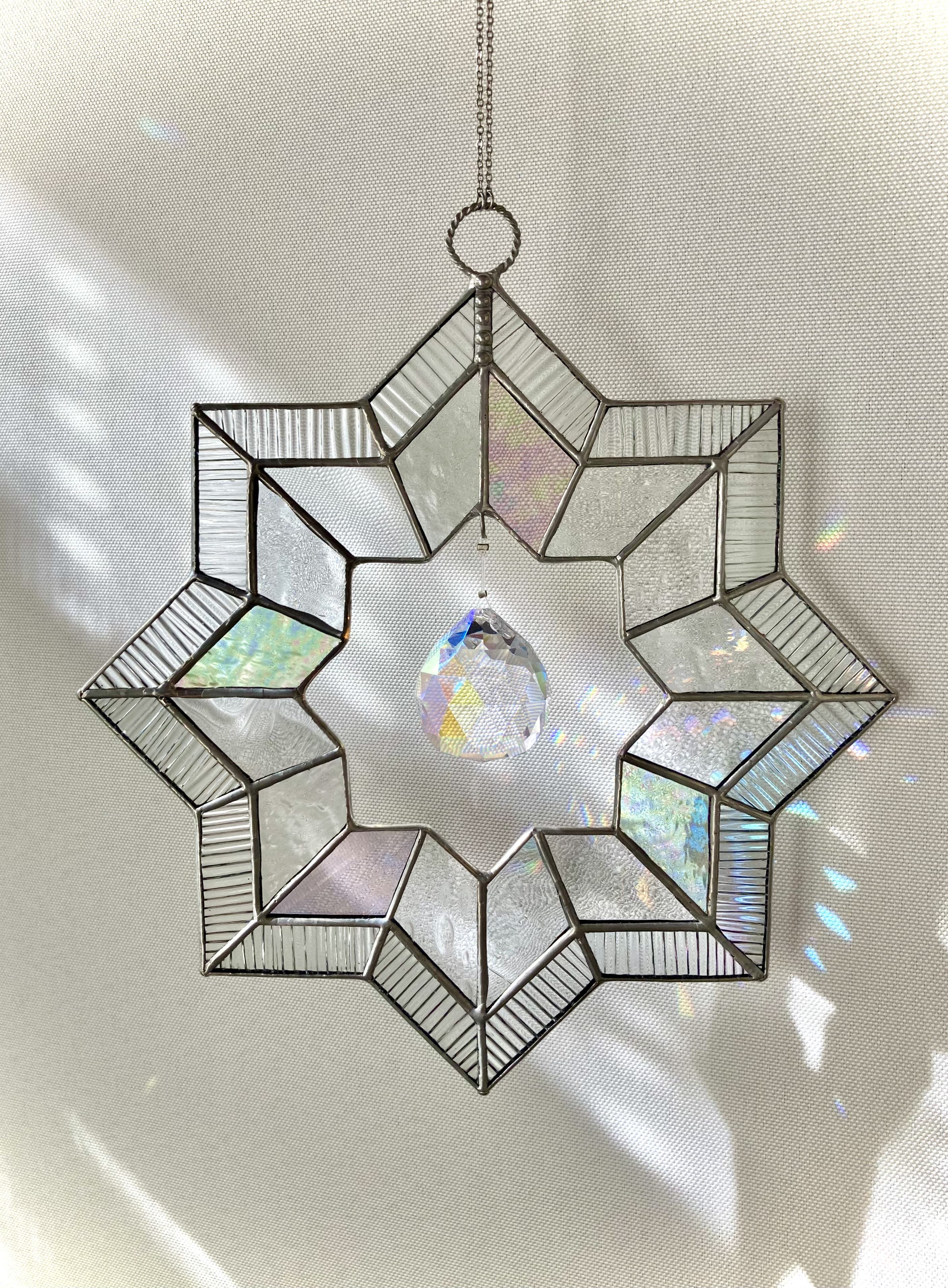 ハンドメイド ガラス パネル ステンドグラス サンキャッチャー