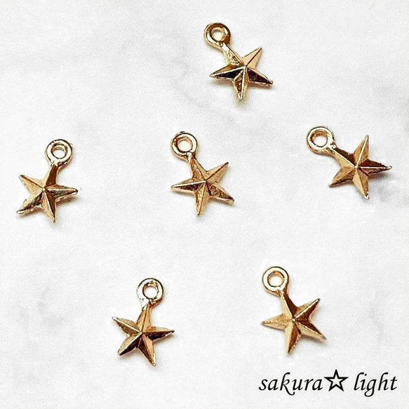 20個】ミニサイズ 立体 星 スター チャーム ゴールド チャーム サクラ