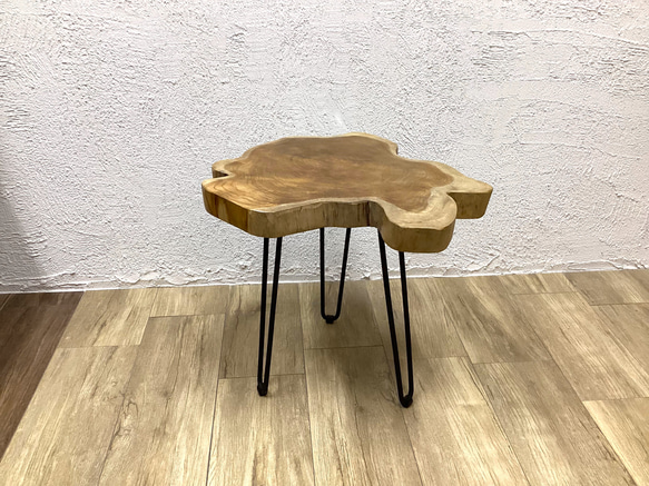 切り株 コーヒーテーブル ゴールド色アイアン脚 【公式通販】