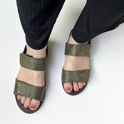 【全部で5色】かかと付き　テープで足にフィット♪　カシメが可愛いバックバンドサンダル　6821 5枚目の画像