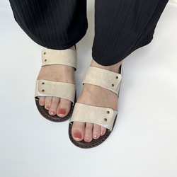【全部で5色】かかと付き　テープで足にフィット♪　カシメが可愛いバックバンドサンダル　6821 3枚目の画像