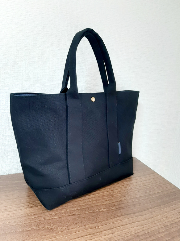 「高評価！」注目のレビュ 受注製作】8号帆布のトートバッグ (ブラック) トート サイズ A4 トートバッグ