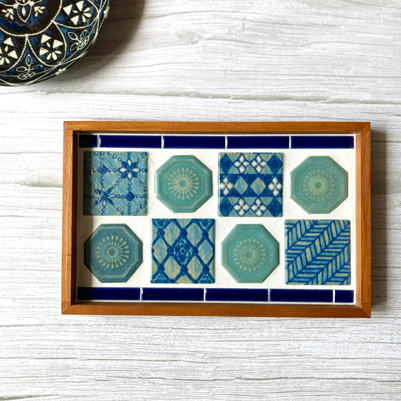 古道具　手仕事 タイルトレイ　タイルトレー 2枚セット 古道具 手仕事 タイルトレイ タイルトレー