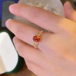 「成功」K18 リング　オレンジガーネット（ヘソナイト） 指輪　天然ダイヤモンド　1月の誕生石　和名石榴石　2.49ct 6枚目の画像