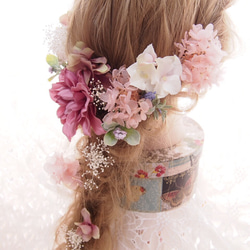 お客様専用ページ♡追加かすみ草20本♡人気No.1♡アンティークピンクのヘッドドレス♡ 3枚目の画像